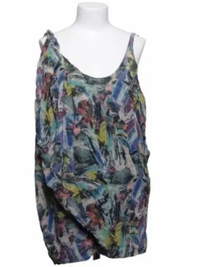 Acne asymmetric 100% silk summer blouse tunic, lined. Size: 6, oversized